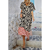 Plus Size V Neck Allover Print Loose Fit Dress | Dress - Women's | F, new arrival, plus, plus dress | Elings