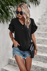Ruffled Sleeves Button Blouse