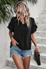 Ruffled Sleeves Button Blouse