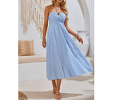 Swiss Dot Halter Off Shoulder High Waist Dress | Dress - Women's | Dress, F, midi dress, new arrival | Elings