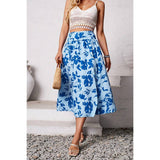 Ruched Waist Floral Print Side Open Skirt