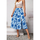 Ruched Waist Floral Print Side Open Skirt | Skirt - Women's | 2403, Boho hippie Skirt, F, Midi Skirt, new arrival, Skirt | Elings
