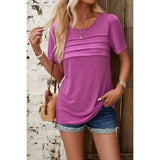 Solid Color Block Round Neck Fit Shirt - MVTFASHION.COM
