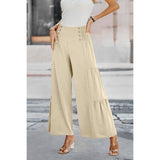 Solid Ruffle Button Wide Leg Pant | Pants - Women's | new arrival, New Arrivals, pant | Elings