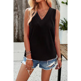 V Neck Sleeveless Tank Loose Solid Top | Blouse - Women's | F, new arrival, S, short sleeve top, sleeveless, Top | Elings