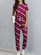 Striped Crew Neck Top Pants Set | Lounge Set - Women's | 2024, Clearance, Loungewear | Elings