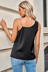 Cowl Neck One Chain Sleeveless Tank Top