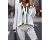 Floral Lace Button Blouse | Blouse - Women's | long sleeve top, tops | Elings