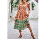 Boho Floral Smocked Midi Dress | Dress - Women's | 011624, Dress, midi dress, new arrival, New Arrivals | Elings