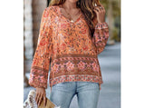 Floral Lantern Sleeve Shirt | Blouse - Women's | best sellers, long sleeve top, New Arrivals, tops | Elings