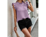 Pleated Ruffled Cap Sleeves Top | Shirt - Women's | 011624, 523, new arrival, New Arrivals, short sleeve top, Top | Elings