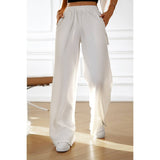 Straight Leg Elastic Waist Belt Solid Casual Pant | Pants - Women's | pant | Elings