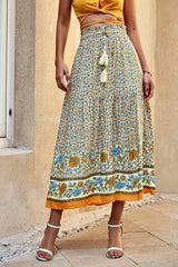 Drawstring Floral Ruffled Maxi Skirt | Skirt - Women's | Skirt | Elings