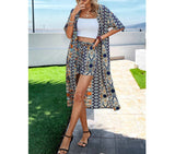 Allover Print Drop Shoulder Kimono and Shorts | sets | 523, Sets | Elings