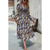 Allover Floral Print Ruched Hem Ruffle Full Dress | Dress - Women's | Dress, maxi dress | Elings