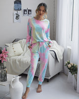 Comfy Round Neck Tie Dye Women Top and Pants Set