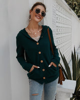 Cardigan V Neck Solid Hooded Button Down Knitted Oversize Women Sweater