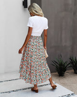 Boho Floral Smocked Midi Skirt