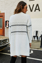 Cardigan V Neck Spot Curve Print Knitted Oversize Women Sweater