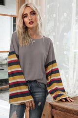 Colorful Striped Bell Sleeve Sweaters