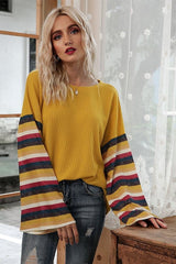 Colorful Striped Bell Sleeve Sweaters