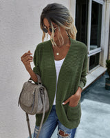 Cardigan V Neck Solid Open Front Pockets Knitted Oversize Women Sweater | Cardigan - Women's | cardigan, fall and winter | Elings