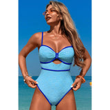 Contrast Trim Knot Front Cut One Piece Swimsuit