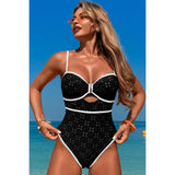 Contrast Trim Knot Front Cut One Piece Swimsuit