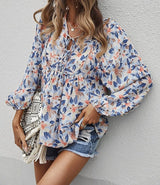 Floral Elegance V Neck Ruffle Top | Shirt - Women's | 2024, Sale | Elings