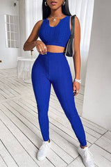 Solid Sleeveless Cropped Top and Pants Sets | Lounge Set - Women's | 2024, Sale | Elings